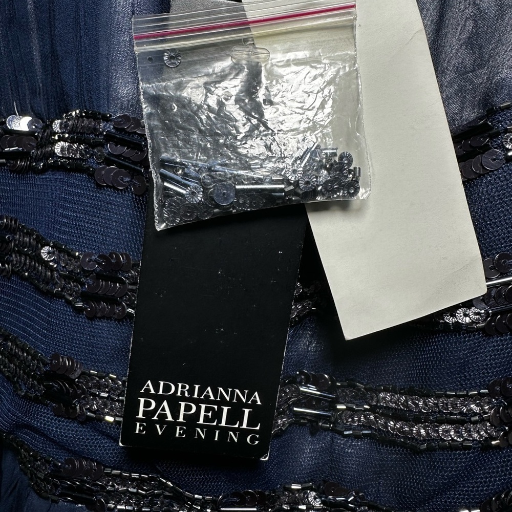 Adrianna Papell Blue Sequence Beaded Silk Madi Dress size 22W - Picture 8 of 10